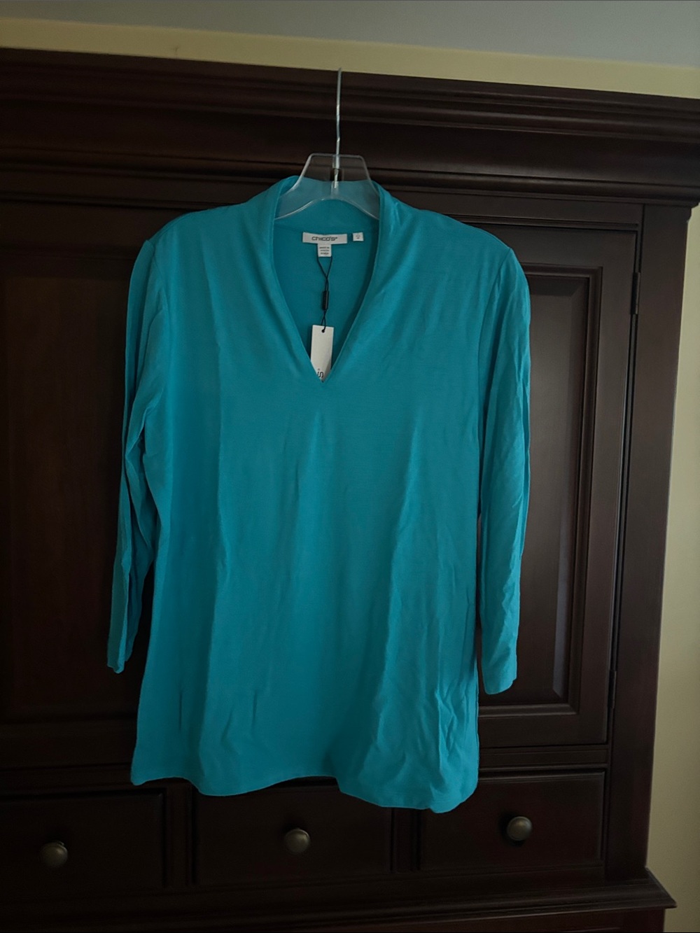 Chico's Teal V-Neck Long Sleeve Top